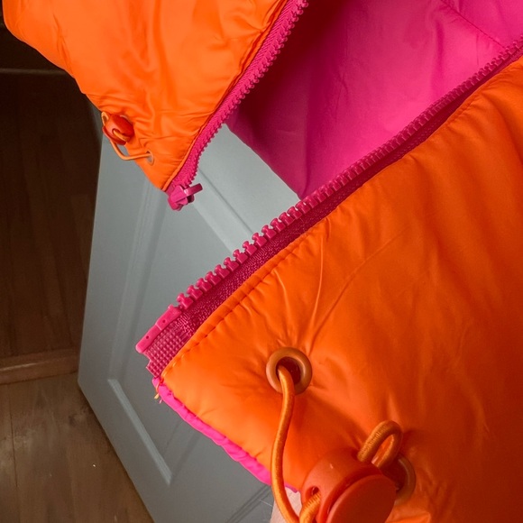 Vibrant Pink and Orange Women's Cropped Reversible Vest - Picture 10 of 13